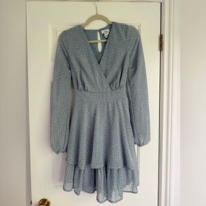 Japna Sky Blue Polka Dot Long Sleeve Dress